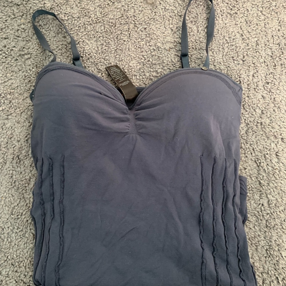 Guess Cami in Blue with Side Stitching and Ruching at the Bust